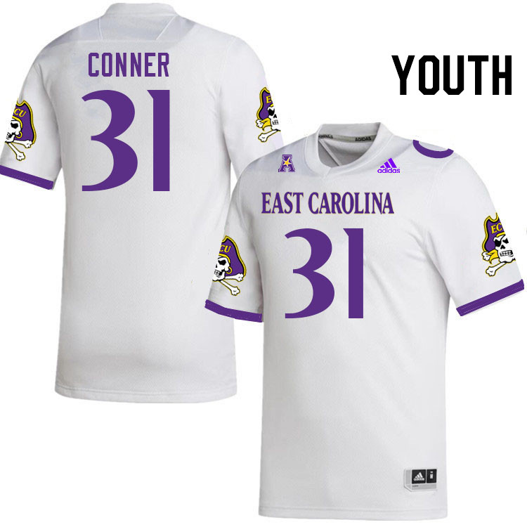 Youth #31 Rance Conner ECU Pirates College Football Jerseys Stitched Sale-White
